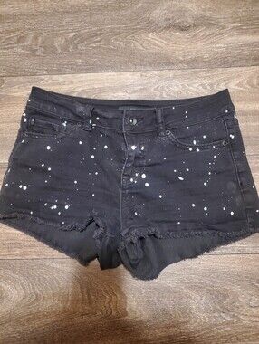 Black & White Paint Splatter Low Rise Shorts